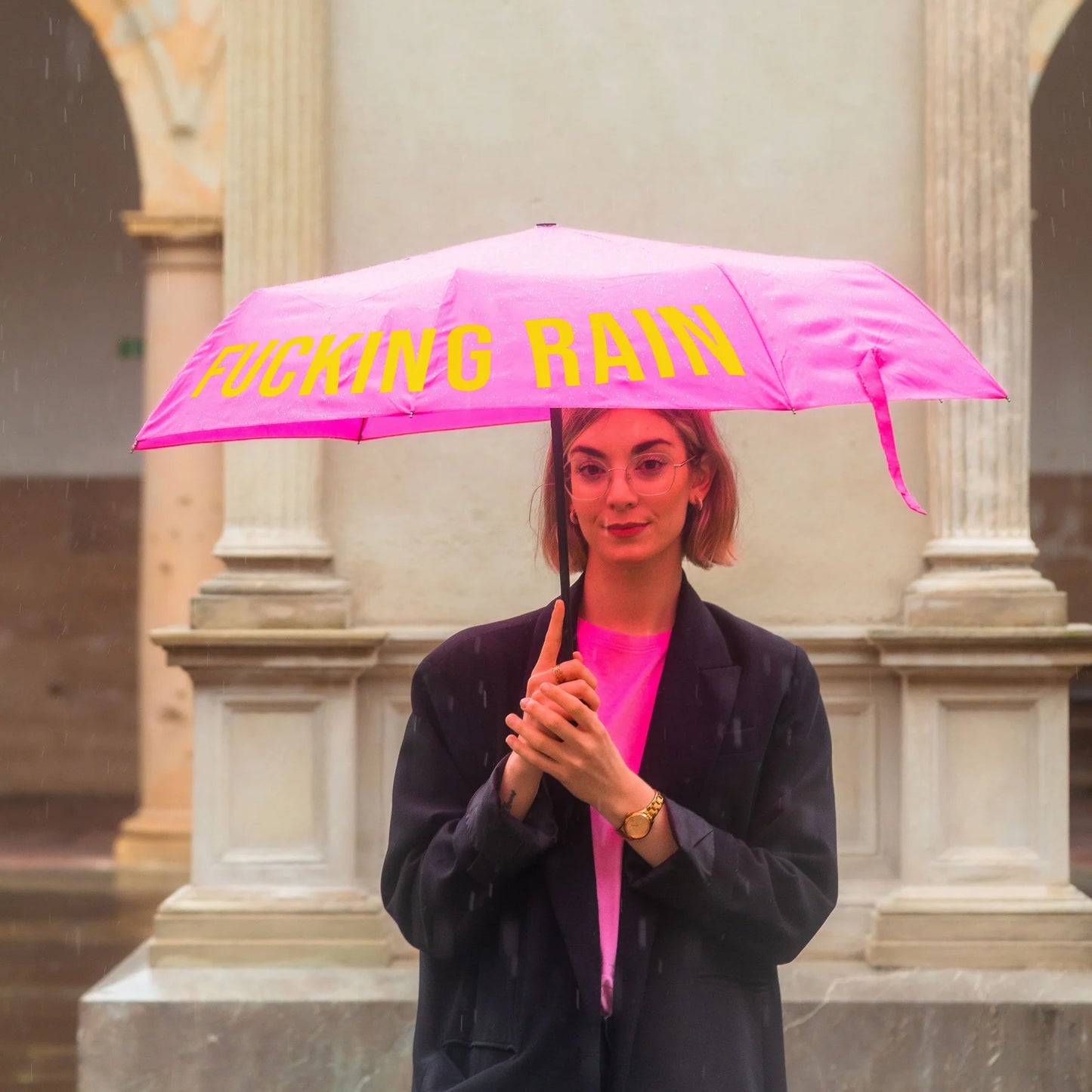 Parapluie Pliable Fucking Rain Pink