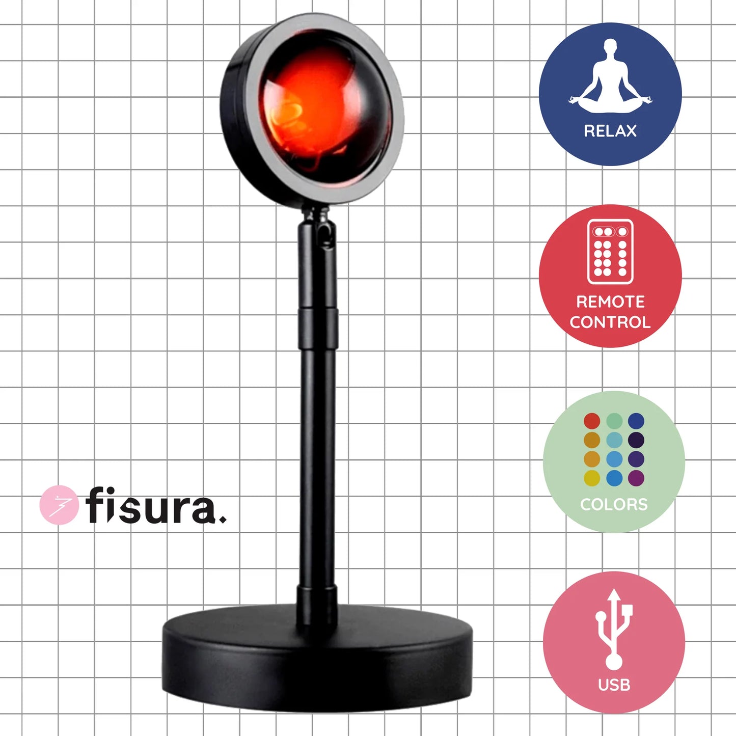 Lampe Coucher De Soleil - Noir