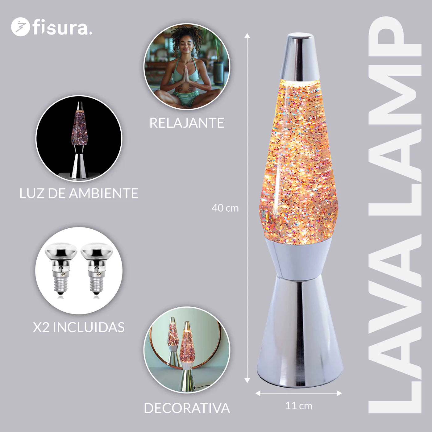 Lava Lamp - Silver Glitter
