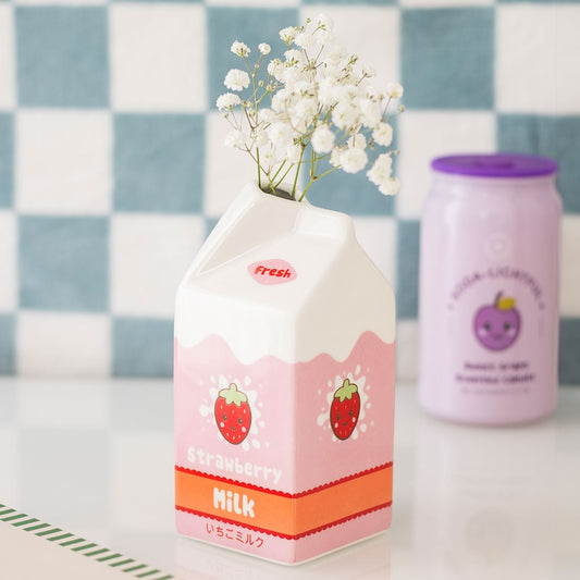 Vase Strawberry Milk Carton